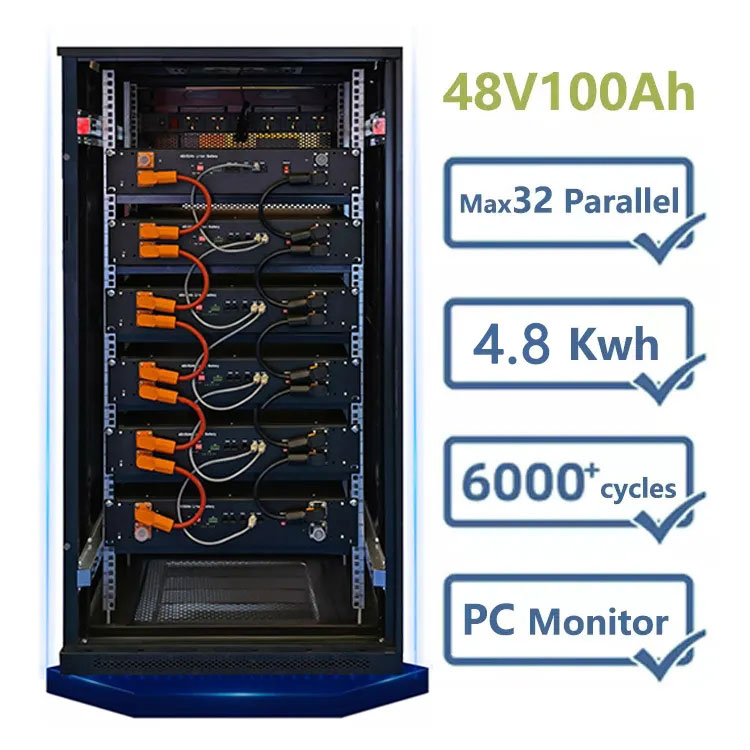 48V 100AH ​​Rack modell Energiatároló lítium akkumulátor